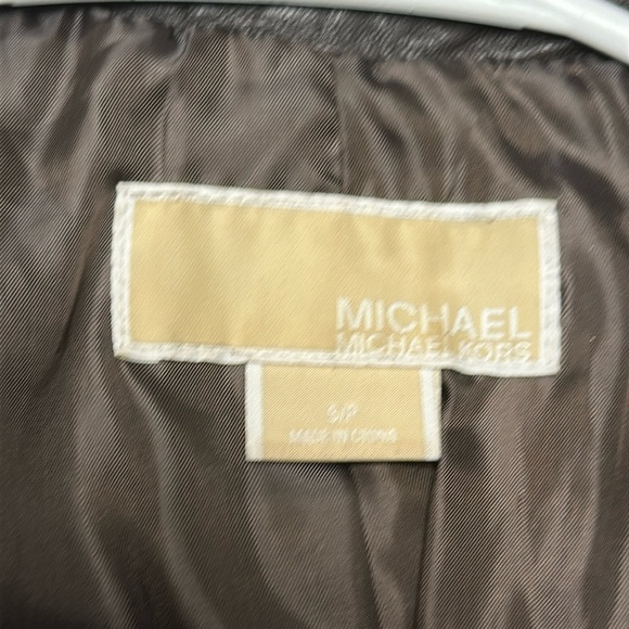 Michael Kors Rich Brown Leather Moto Jacket Size S/P Buttery Soft, lined, bronze - Picture 2 of 15